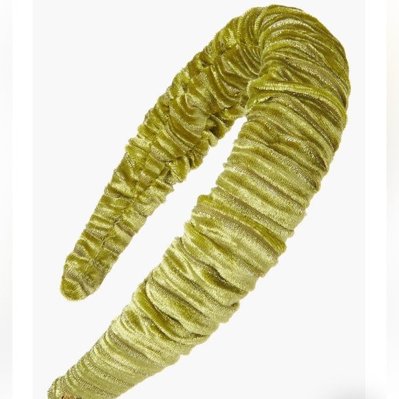🆕Lele Sadoughi Kelly Chunky Chartreuse Green Gathered Velvet Headband::NWT:: - Picture 2 of 10